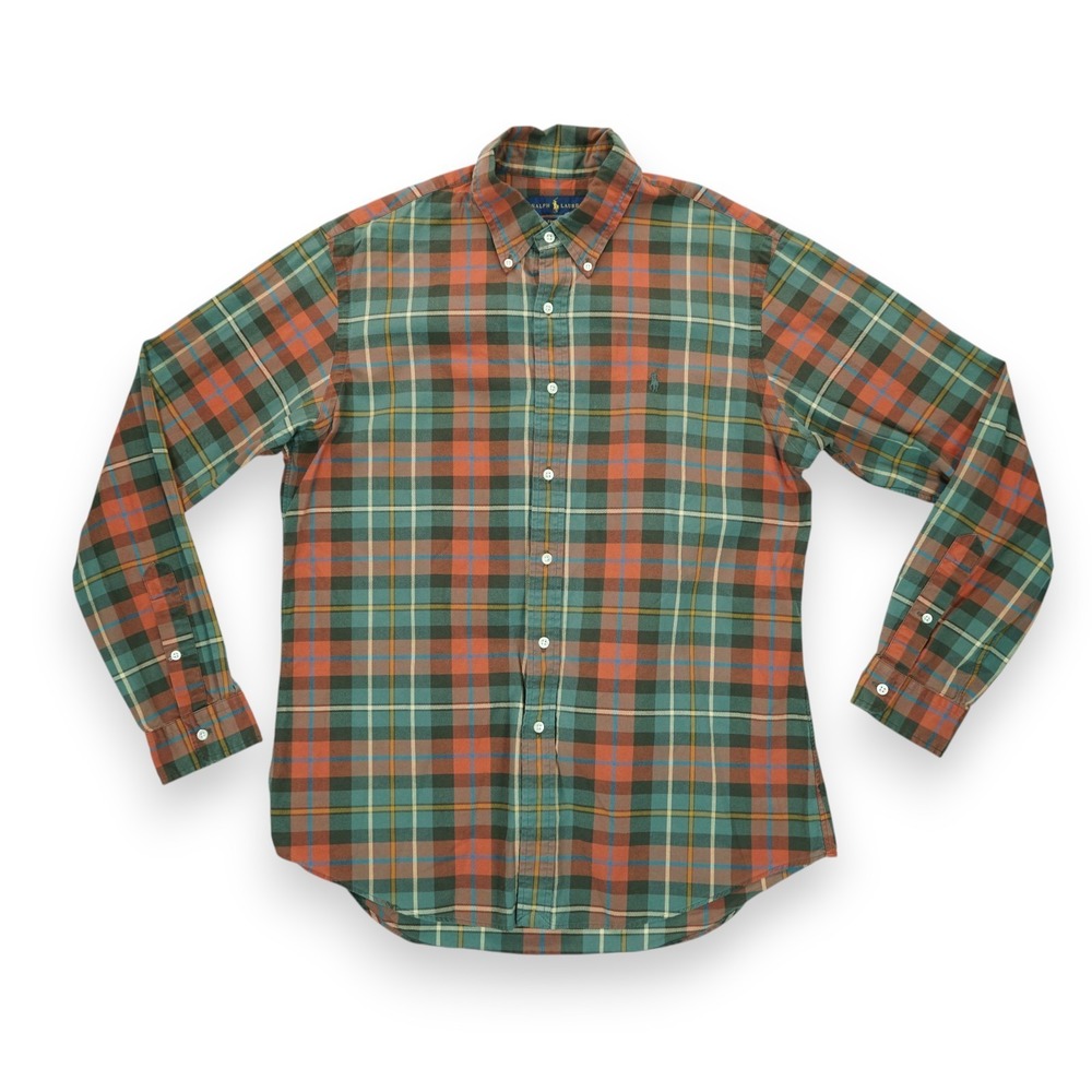 Ralph Lauren Custom Fit Shirt Mens Large Button Down Tartan Plaid Long Sleeve